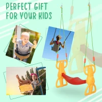 Qaba Kids Swing Set 2 Seat Glider with Plastic Hanging for 3+ Years Old Boys and Girls Outdoor Indoor(m-6)
