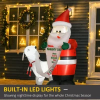 HOMCOM 6ft Christmas Outdoor Inflatables Santa Claus with Goat Blow Up Yard Decoration with Built-in LED Lights for Holiday Party Xmas Garden(m-4)