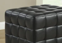 Monarch Leather-Look Cube Ottoman - Black(m-3)