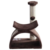 PawHut 17" Cat Scratching Tree Kitty Play Activity Center Pet Bed Rotatable Top Bar with Tunnel and Toy Ball(m-4)