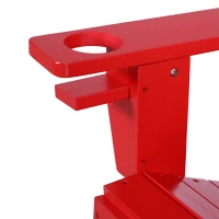 Outsunny Oversized Adirondack Chair, Outdoor Fire Pit and Porch Seating, Classic Log Lounge w/ Built-in Cupholder, Red(m-13)