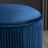 HOMCOM 15'' Small Padded Ottoman Foot Stool with Wrinkle Fabric Design, Thick Sponge Padding and Solid Base, Blue(m-9)
