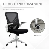Vinsetto Mid-Back Mesh Home Office Chair Computer Task Ergonomic Desk Chair with Lumbar Back Support, Flip-Up Arm, and Adjustable Height, Black(m-8)
