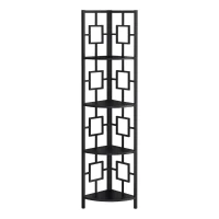 Monarch 62" H Transitional Decorative 4-Tier Corner Etagere Bookcase - Black / Black Metal(m-1)