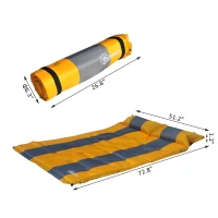 Outsunny 2-Person Outdoor Self-Inflating Camp Pad Air Mat Mattress Sleeping Pad with Pillows for Camping, Backpacking, Tents(m-3)