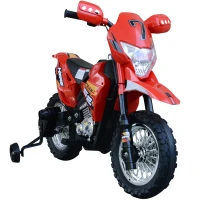 Aosom Cruising Kids Dirt Bike Electric Motorcycle with Charging 6V Battery, Real Driving Sounds, Built-In Music, Red(m-2)