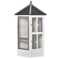 PawHut 72" Aviary Bird Cage, Includes Perches, Lockable Doors, Nesting Areas, Elegant Vintage Flight Enclosure Suitable for Small Parrots, Budgie, Canary, Cockatiel(m-9)