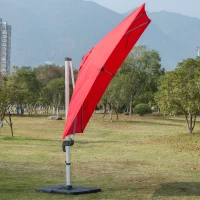 Outsunny 10ft  Patio Offset Parasol Umbrella Cantilever Hanging Sun Shade Canopy Shelter 360° Rotation with Stand Red(m-1)