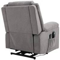 HOMCOM Electric Power Lift Recliner Massage Sofa Linen Surface w/ 8 Vibration Points 2 Remote, Living Room Office Furniture - Grey(m-10)
