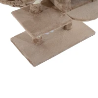 PawHut 53" Multi-Level Scratching Cat Tree Play House with Two Condos and Toys Light Brown(m-10)