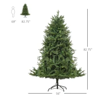 HOMCOM 7' Tall Unlit Spruce Artificial Christmas Tree with Realistic Branches, and 3368 Tips, Green(m-3)