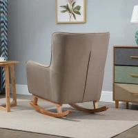 HOMCOM Modern Rocking Chair Sofa Armchair Modern Accent Chair with Thick Padding, Winged Back for Living Room, or Bedroom, Greige(m-9)