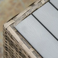 Outsunny 7-Piece Outdoor Wicker Patio Sofa Set, Modern Rattan Conversation Furniture Set with Cushions, Pillows and Tea Table - Blue(m-12)