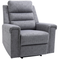 HOMCOM Modern Recliner Chair Linen Fabric Single Sofa Home Theater Seating with Overstuffed Armrest and Back, Grey