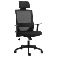 Vinsetto High Back Office Chair Swivel Task Chair with Lumbar Back Support, Breathable Mesh, and Adjustable Height, Headrest, Black(m-2)
