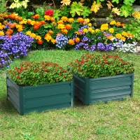 Outsunny 2' x 2' x 1' 2-Piece Raised Garden Bed Box with Steel Frame for Vegetables, Flowers, & Herbs, Green(m-2)