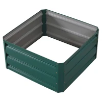 Outsunny 2' x 2' x 1' 2-Piece Raised Garden Bed Box with Steel Frame for Vegetables, Flowers, & Herbs, Green(m-5)