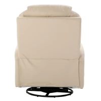 HOMCOM PU Leather Massing Recliner with 8-Point Vibration, Cup Holders, Manual Pull Handle and 360 Swivel, Beige(m-12)