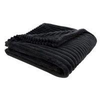 Monarch 60" x 50" Ultra Soft Ribbed Style Throw Blanket - Black(m-1)