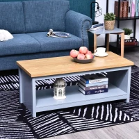 HOMCOM 2 Tier Rustic Style Rectangular Living Room Coffee Table Cocktail Desk(m-2)
