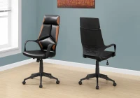 Monarch Ergonomic Swivelling High Back Leather-look Executive Office Chair - Black / Brown(m-2)