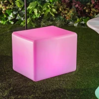 Outsunny 16RGB Colors Rechargeable LED Cube Stool Light with Remote Control & IP54 Waterproofing for Indoor/Outdoor Use(m-4)