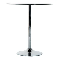 Open Box HomCom 29" Modern Compact Lightweight Round Glass Top Pub Bistro Patio Table - Matte Black(m-3)