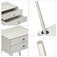 HOMCOM Side Table, Modern End Table with 2 Pull Out Drawers, Bedside Table with Display Tabletop and Solid Acacia Legs, Gray(m-9)