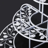 Outsunny 3 Tier Plant Stand Metal Butterfly Leaf Outdoor Potted - White(m-9)