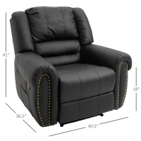 HOMCOM Recliner Chair Added Footrest Cushion Padded Seat Modern Nail Sofa PU Leather for Living Room Club Home Theater Seating, Black(m-3)
