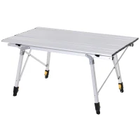 Outsunny Aluminum Foldable Camping Table Portable Lightweight Roll-up Picnic Table with Adjustable Height Design(m-2)