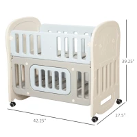 Qaba Baby Crib 3 In 1 Design Toddler Cot Cradle Beside Sleeping Cot with Storage Function Detachable Lockable Wheels for Infant Newborn Age 0 to 6 Months(m-3)