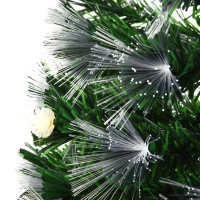 HOMCOM 5ft Tall Pre-Lit Douglas Fir Artificial Christmas Tree with Fiber Optic Ball LED Lights and 180 Tips, Green(m-15)
