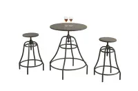 Monarch 3 Piece Distressed Wood Top Pub Table and Barstool Chair Dining Set(m-1)