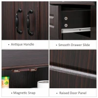 HOMCOM 71" Freestanding Kitchen Pantry Cabinet, Tall Storage Cabinet with 4 Doors and Drawer for Dining Room, Coffee(m-5)