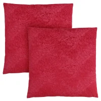 Monarch 18" x 18" Feathered Velvet Throw Pillow (Set of 2) - Red(m-1)