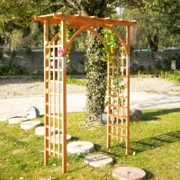 Outsunny Wooden Garden Arch Outdoor Walkway Arbor for Decorative Climbing Plants Patio Lawn Backyard Party Wedding Ceremony Decoration Accessories Brown(m-4)