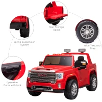 Aosom 12V GMC Sierra HD Battery Kids Ride On Car with Remote Control, Bright Headlights, & Working Suspension, Red(m-7)
