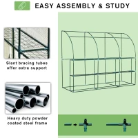 Outsunny 7' x 3' x 7' Outdoor Lean-to Walk-In Greenhouse, Plant Gardening Green House with Roll-up Mesh Windows, Zipper Door and 3-Tier Shelves, White and Green Frame(m-6)