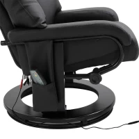 HOMCOM Massage Recliner Chair with Ottoman, 360° Swivel Recliner and Footstool, PU Leather Reclining Chair with Side Pocket and Remote Control, Black(m-18)