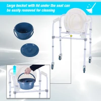 HOMCOM Personal Mobility Assist Bedside Commode Toilet Chair with 6-Level Adjustable Height & Shower Accessibility(m-6)