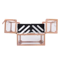 HOMCOM Portable Makeup Case Train Case Lockable Aluminum Rose Gold(m-8)