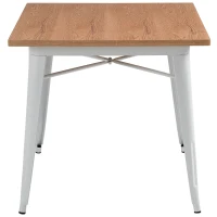 HOMCOM 3 Piece Industrial Style Dining Table Set, Small Kitchen Table and Chairs for 2,Steel Frame and Wooden Top,White(m-15)