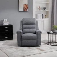 HOMCOM Modern Recliner Chair Linen Fabric Single Sofa Home Theater Seating with Overstuffed Armrest and Back, Grey(m-2)