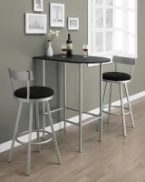 Monarch 36" x 24" Rectangular Space Saver Smooth Top Metal Framed Home Bar Height Table - Silver / Black Finish(m-2)