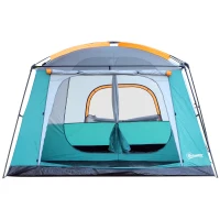 Outsunny Outdoor 3-Room Camping Tent For 10-12 W/ Build-in Bag, Lighting Hook, Carrying Bag(m-8)
