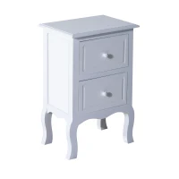 HOMCOM Night Stand Bedside End Table Wooden Bed Side With 2 Drawer White(m-3)