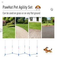 PawHut Dog Agility Equipment Dog Weave Pole Set Agility Starter Kit Pet Outdoor Exercise Training Set(m-7)