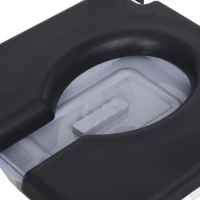 HOMCOM Accessibility Commode Wheelchair, Rolling Shower Wheelchair with 4 Castor Wheels, Rectangle Detachable Bucket, & Waterproof Design, 17" Seat Width, Black(m-11)