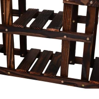 Outsunny 4-Tier Plant Stand, Wooden Carbonized Plant Shelf, Flower Pot Holder Display Rack for Indoor Outdoor Patio Garden(m-9)